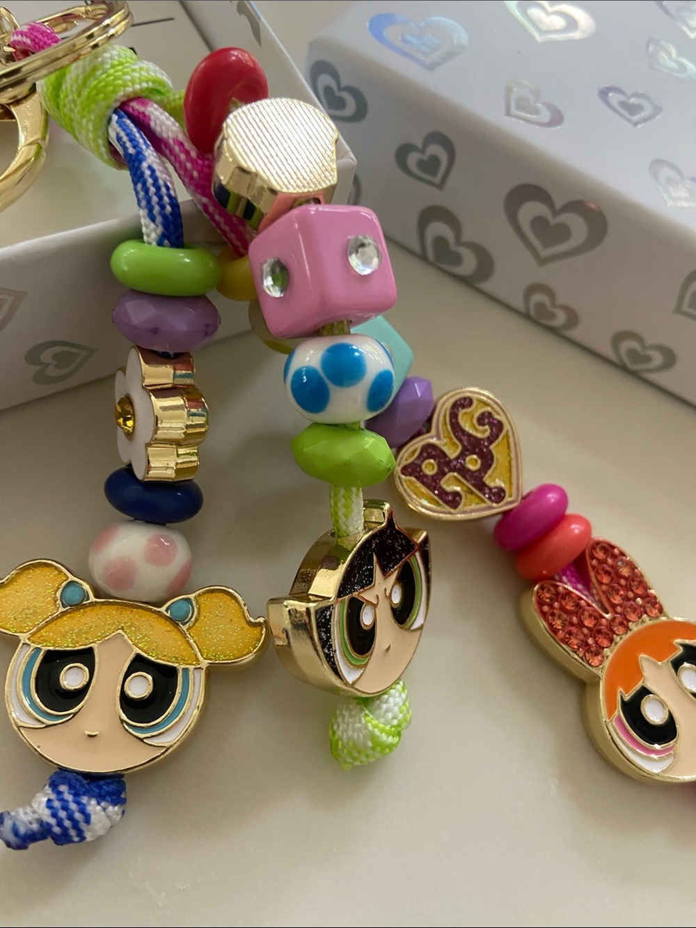BaubleBar Pink & Multicolor Powerpuff Girls Beaded Keychain Charm - Picture 8 of 14